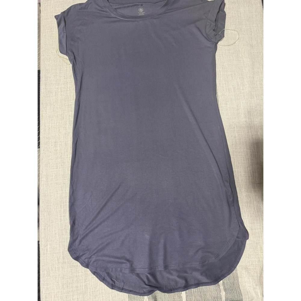 Gaiam Womens Gray Short Sleeve Yoga Athleisure T-Shirt Dress Size Small High Low